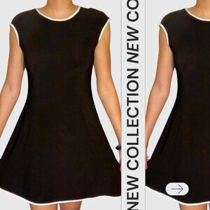 NWT - Sophisticated classic in the Annalee + Hope black dress with White Piping.